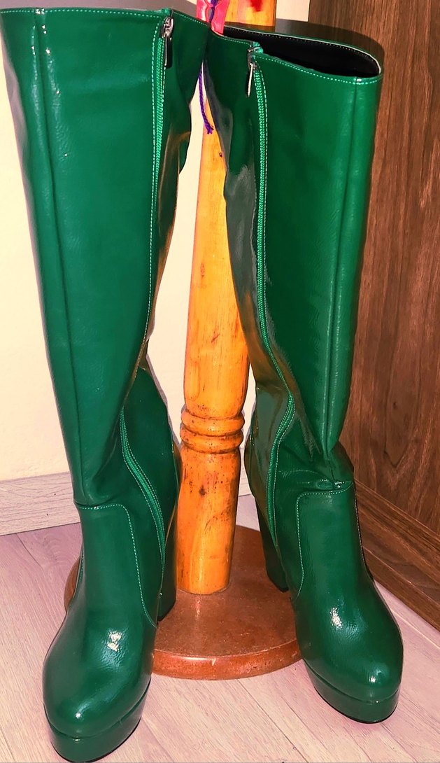 Yeşil Rugan Platform Çizme - Görsel 3