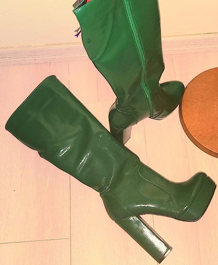 Yeşil Rugan Platform Çizme - Görsel 5