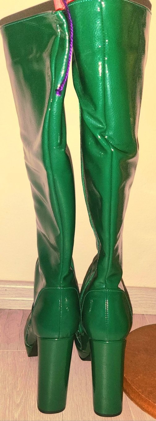 Yeşil Rugan Platform Çizme - Görsel 4