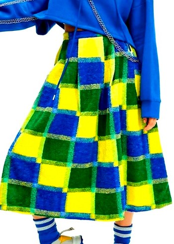 VDR Midi Kareli Etek - Görsel 4