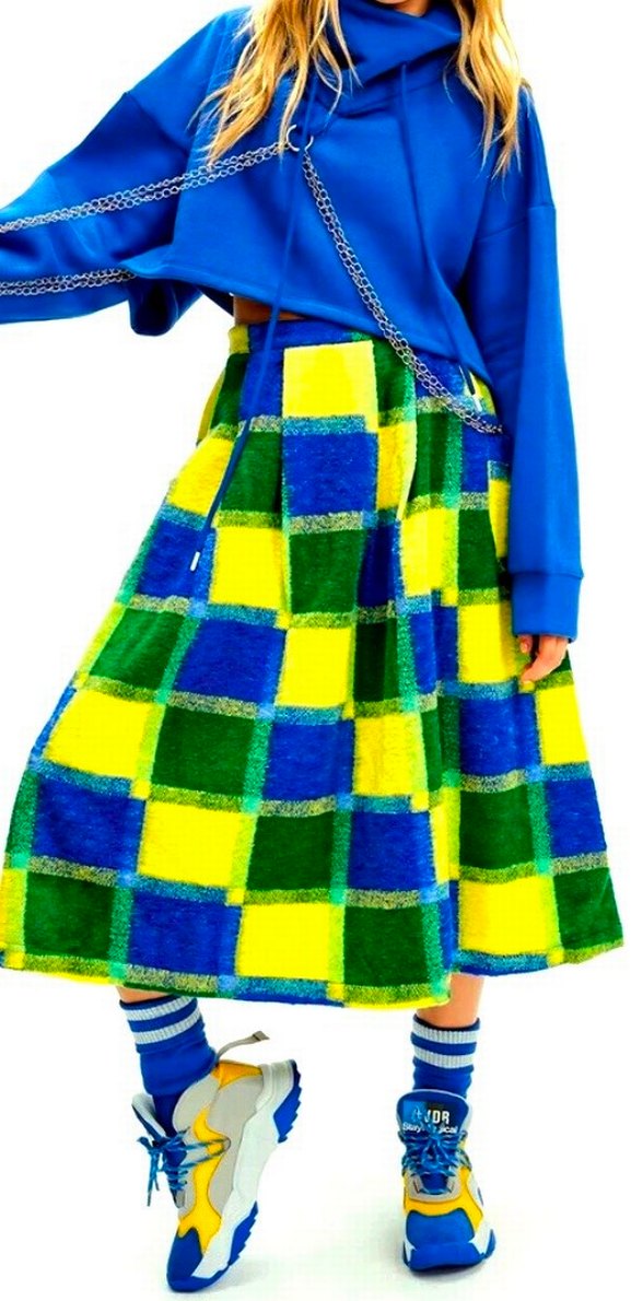 VDR Midi Kareli Etek - Görsel 4