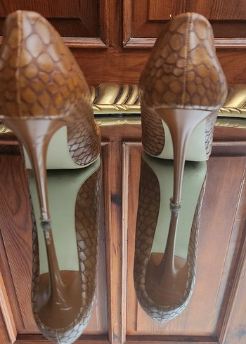 Krokodil Desenli Taba Stiletto(+1 Hediyeli) - Görsel 3