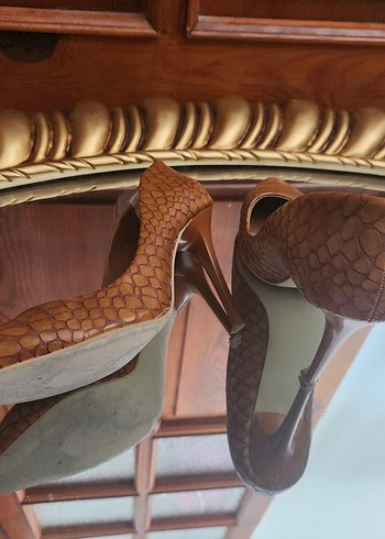 Krokodil Desenli Taba Stiletto(+1 Hediyeli) - Görsel 4