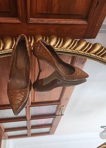 Krokodil Desenli Taba Stiletto(+1 Hediyeli) - Görsel 5