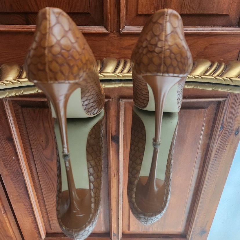 Krokodil Desenli Taba Stiletto(+1 Hediyeli) - Görsel 3