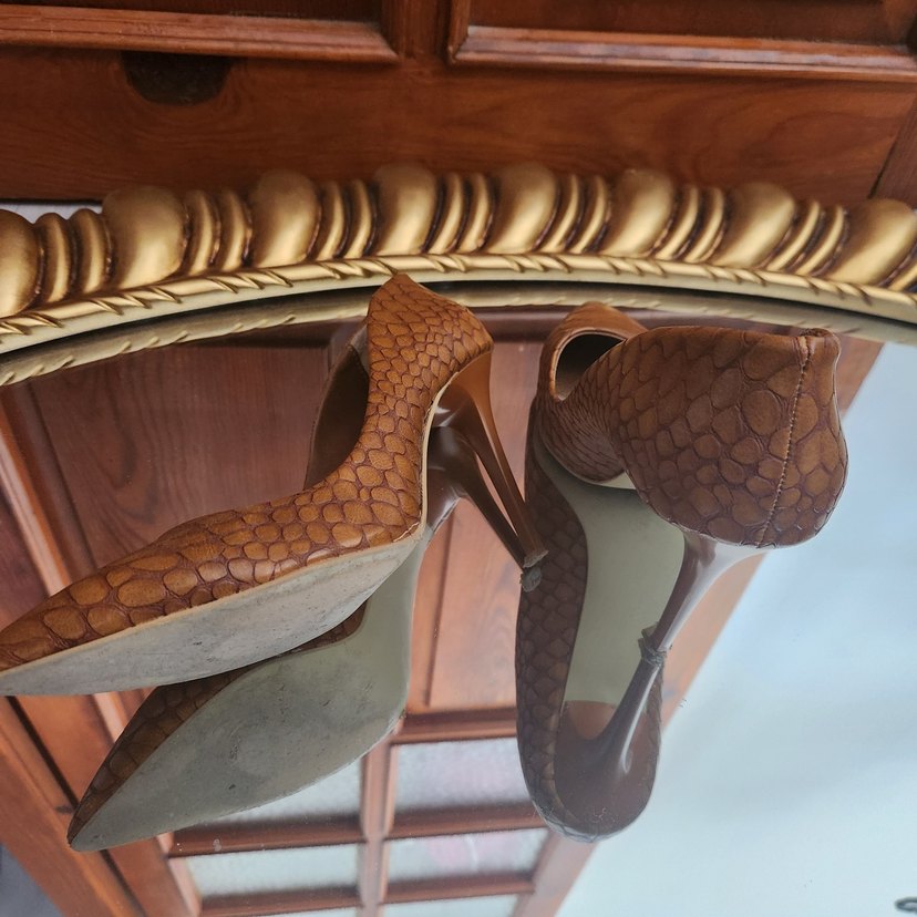 Krokodil Desenli Taba Stiletto(+1 Hediyeli) - Görsel 4