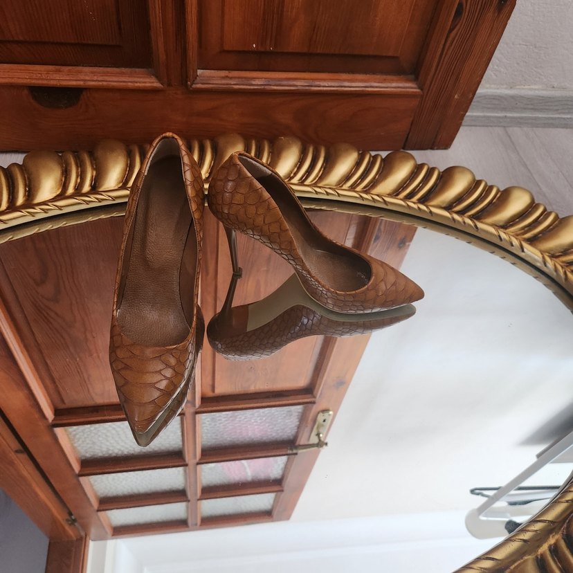 Krokodil Desenli Taba Stiletto(+1 Hediyeli) - Görsel 5