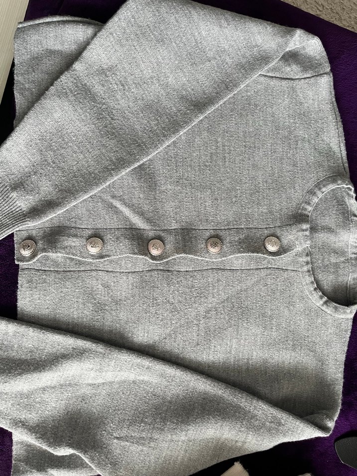 Düğmeli Gri Triko hirka/elbise takım - Görsel 4