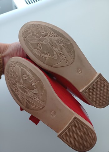 Kız Çocuk Kırmızı Fiyonk Detaylı Babet - Görsel 5