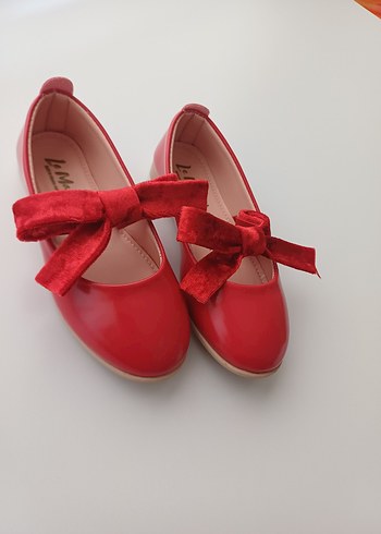 Kız Çocuk Kırmızı Fiyonk Detaylı Babet - Görsel 4