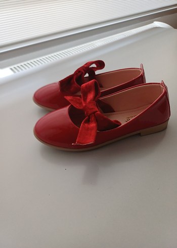 Kız Çocuk Kırmızı Fiyonk Detaylı Babet - Görsel 3