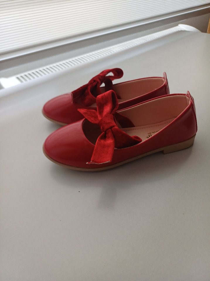 Kız Çocuk Kırmızı Fiyonk Detaylı Babet - Görsel 3