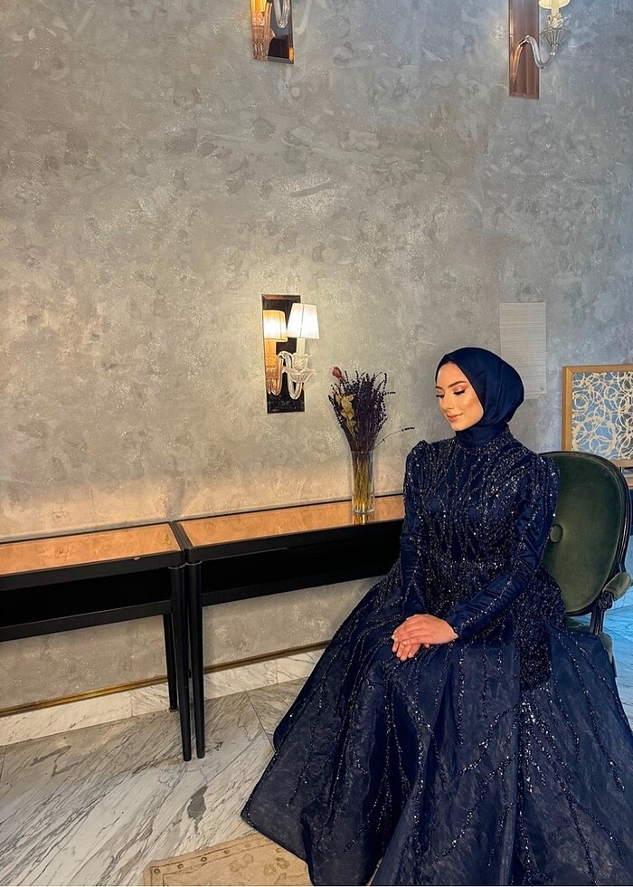 Lacivert tesettür abiye - Görsel 3