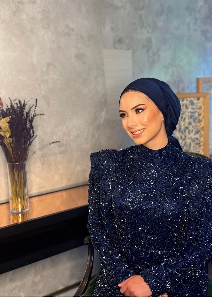 Lacivert tesettür abiye - Görsel 3