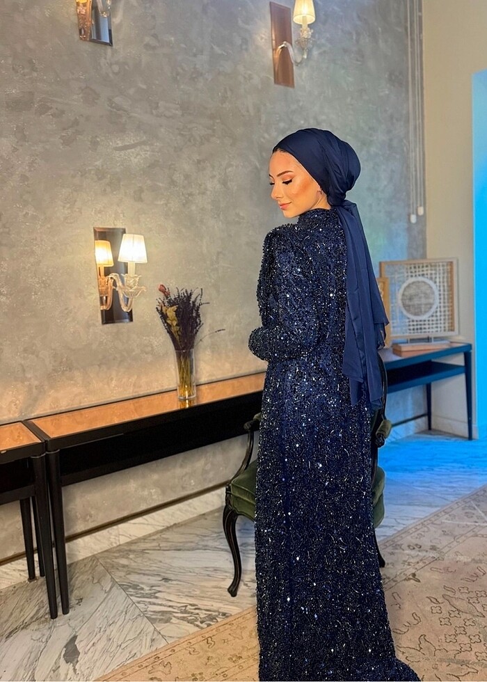 Lacivert tesettür abiye - Görsel 2