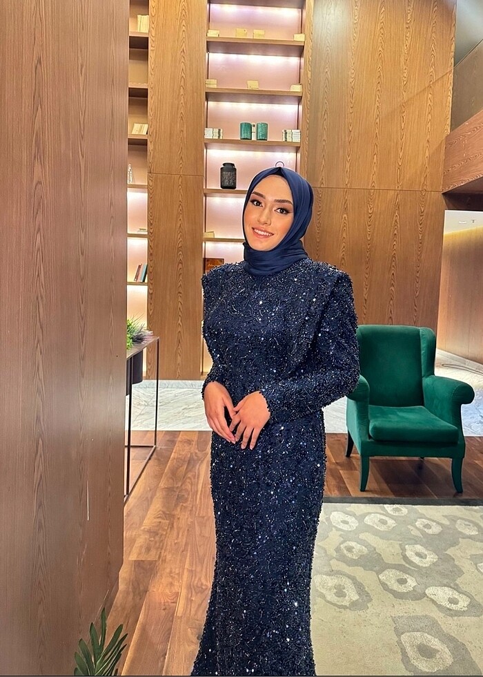 Lacivert tesettür abiye - Görsel 4