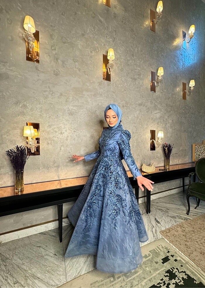 Quva marka kabarık tesettür abiye - Görsel 2