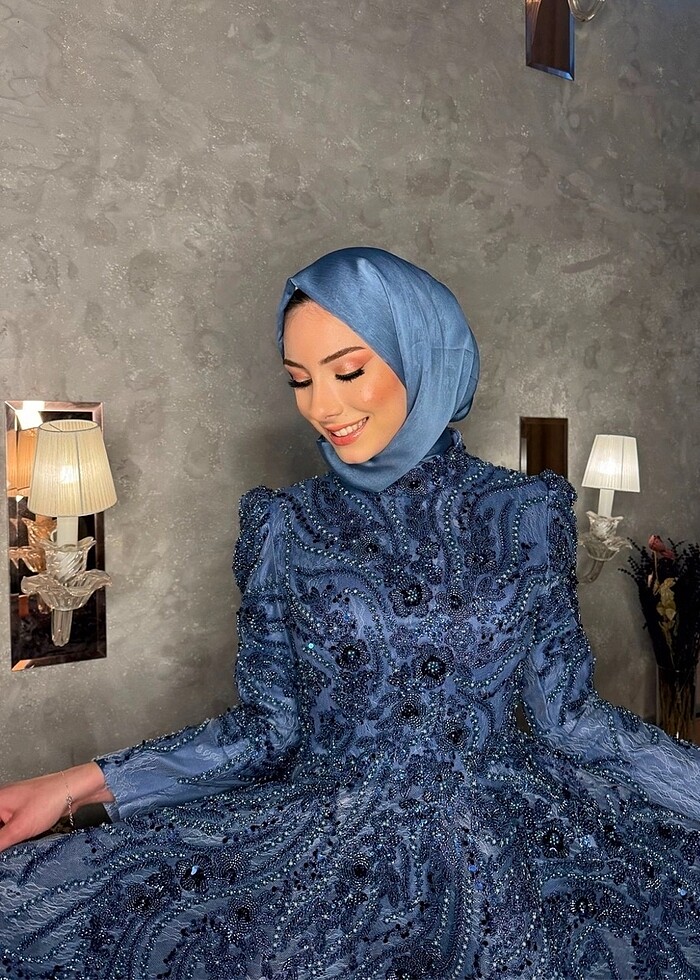 Quva marka kabarık tesettür abiye - Görsel 3