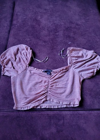m Beden pudra büzgülü crop