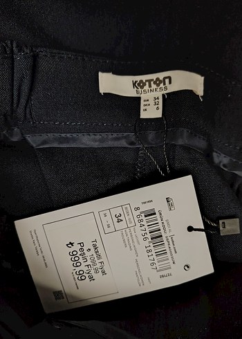 34 Beden Koton Lacivert Kadın Kumaş Pantolon