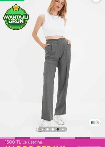 Trendyol & Milla Gri Pilili Erkek Pantolon