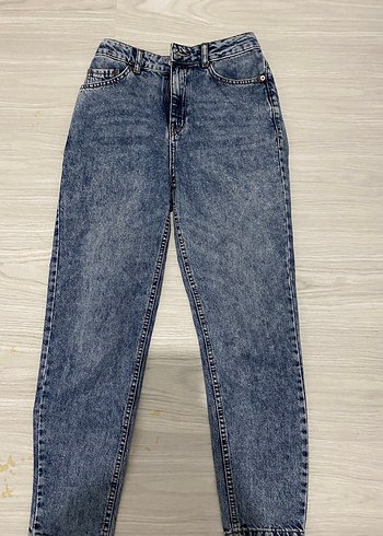 34 Beden Gri Mavi Midi Boy Kadın Denim Pantolon