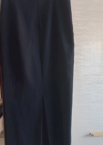Diğer Kadın Lacivert Uzun Drapeli Saten Etek