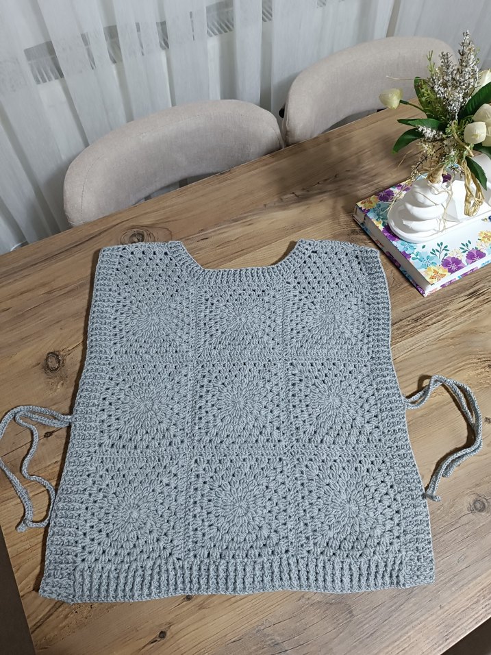 Gri Örgü Kolsuz Mini Hamile Süveter - Görsel 2