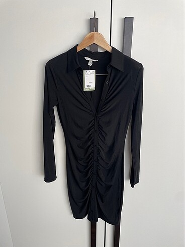Siyah H&M Drapeli Elbise