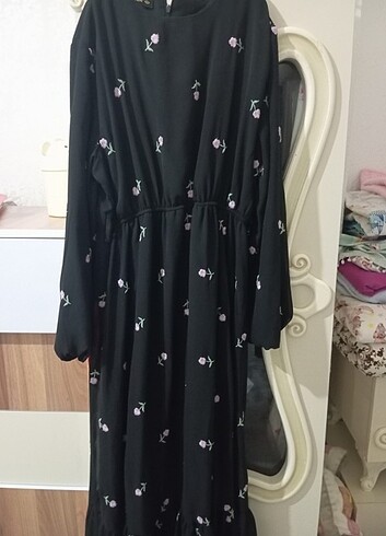 xl Beden siyah Renk Çiçekli elbise