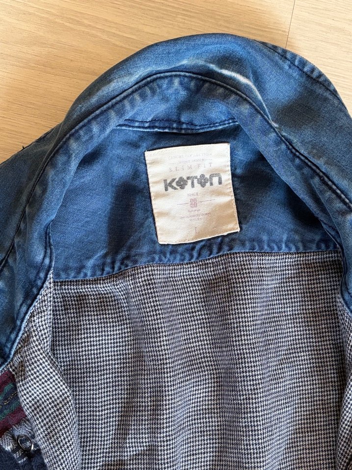 Koton Düğmeli Gri Ekose Denim Gömlek - Görsel 4