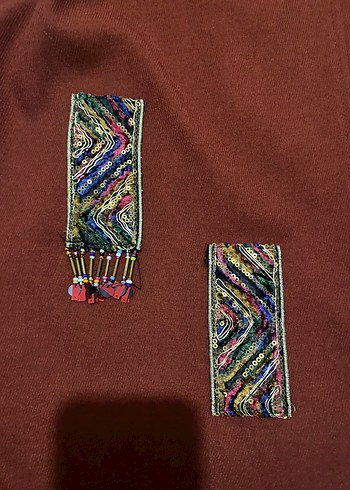 Düğmeli Nakışlı Uzun Bohem Kadın tunik - Görsel 4