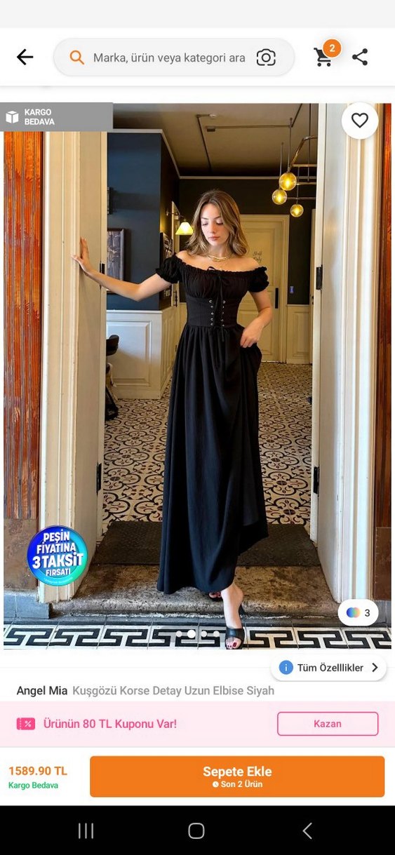 Siyah Straplez Maxi Korseli  Elbisesi - Görsel 3