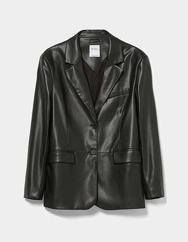 Bershka Suni Deri Oversize Blazer