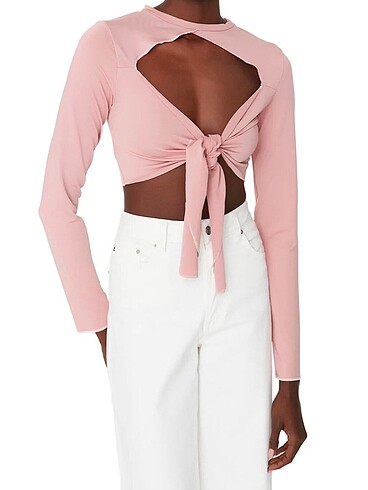Trendyolmilla Bağlama Detaylı Crop Bluz