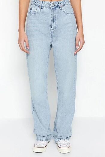 xs Beden Trendyol Mavi Yüksek Bel Straight Jean