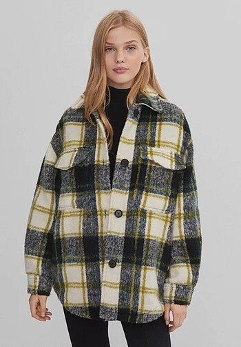Bershka Kareli Oversize Ceket