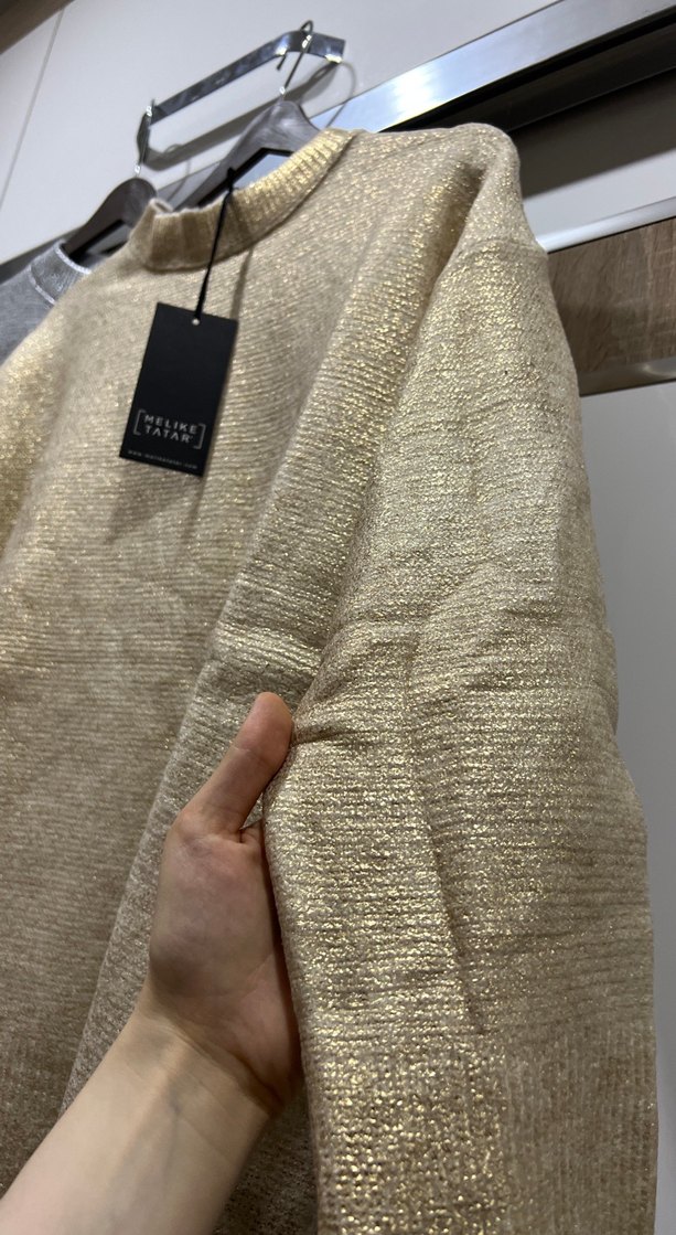 Gri Örgü Kadın Uzun Kollu Kazak - Görsel 2