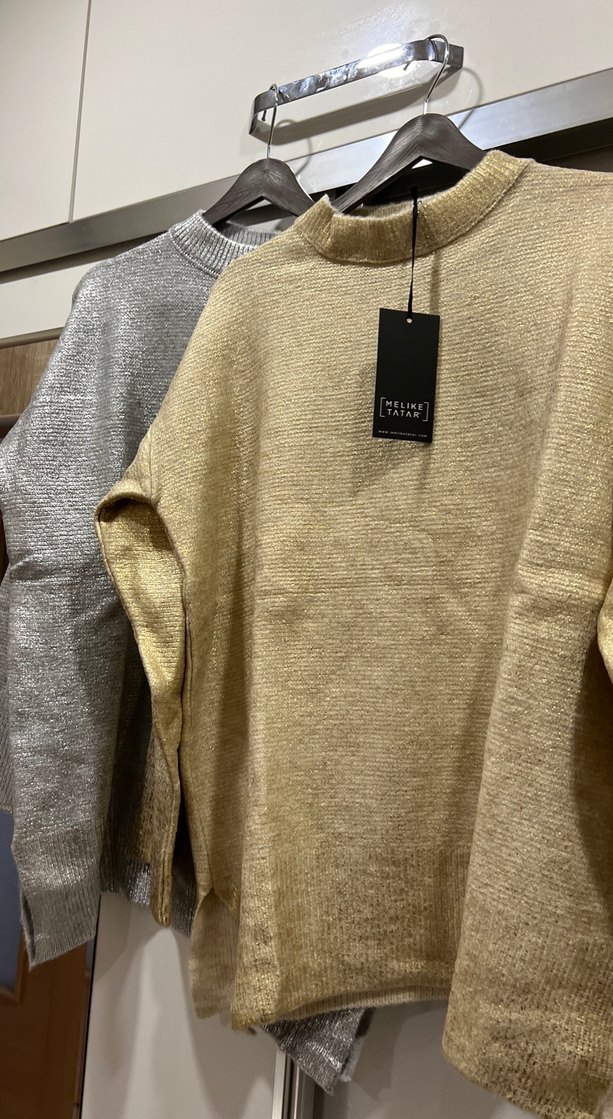 Gri Örgü Kadın Uzun Kollu Kazak - Görsel 4