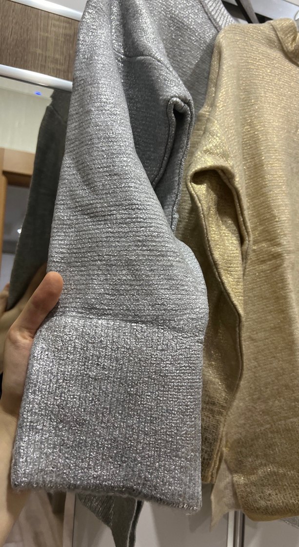 Gri Örgü Kadın Uzun Kollu Kazak - Görsel 3