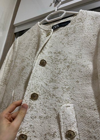 ZARA gold düğmeli blazer ceket - Görsel 2