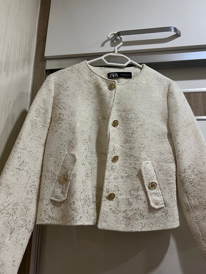 ZARA gold düğmeli blazer ceket - Görsel 4