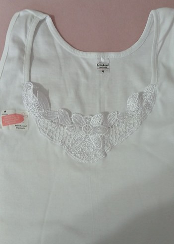 Beyaz Dantel Detaylı bayan Atlet L beden - Görsel 3