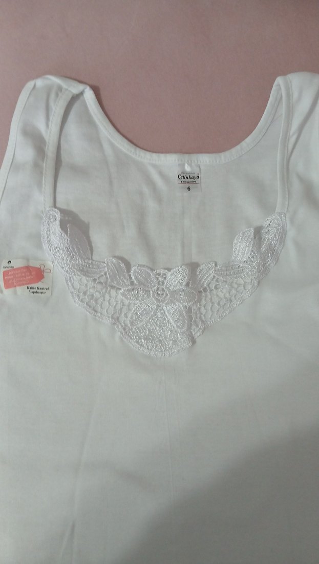 Beyaz Dantel Detaylı bayan Atlet L beden - Görsel 3