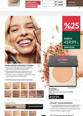 Avon Ultra Match Preslenmiş Pudra natürel fair - Görsel 3