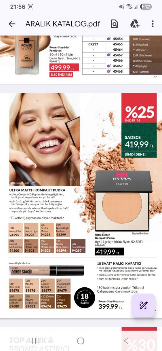 Avon Ultra Match Preslenmiş Pudra natürel fair - Görsel 3