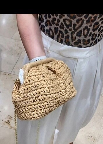 Mango MANGO ETİKETLİ YENİ SEZON HASIR Zincirli ÇANTA 