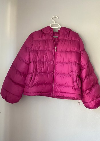 Kadın Pembe Parlak Fermuarlı Midi Mont