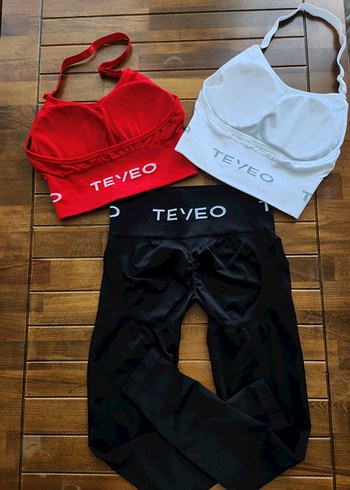 m Beden siyah Renk TEVEO Marka 2 Li Takım(Tayt ve Bralet)