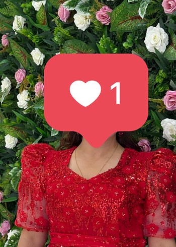 Dantel Detaylı Kırmızı Uzun Abiye Elbise - Görsel 2